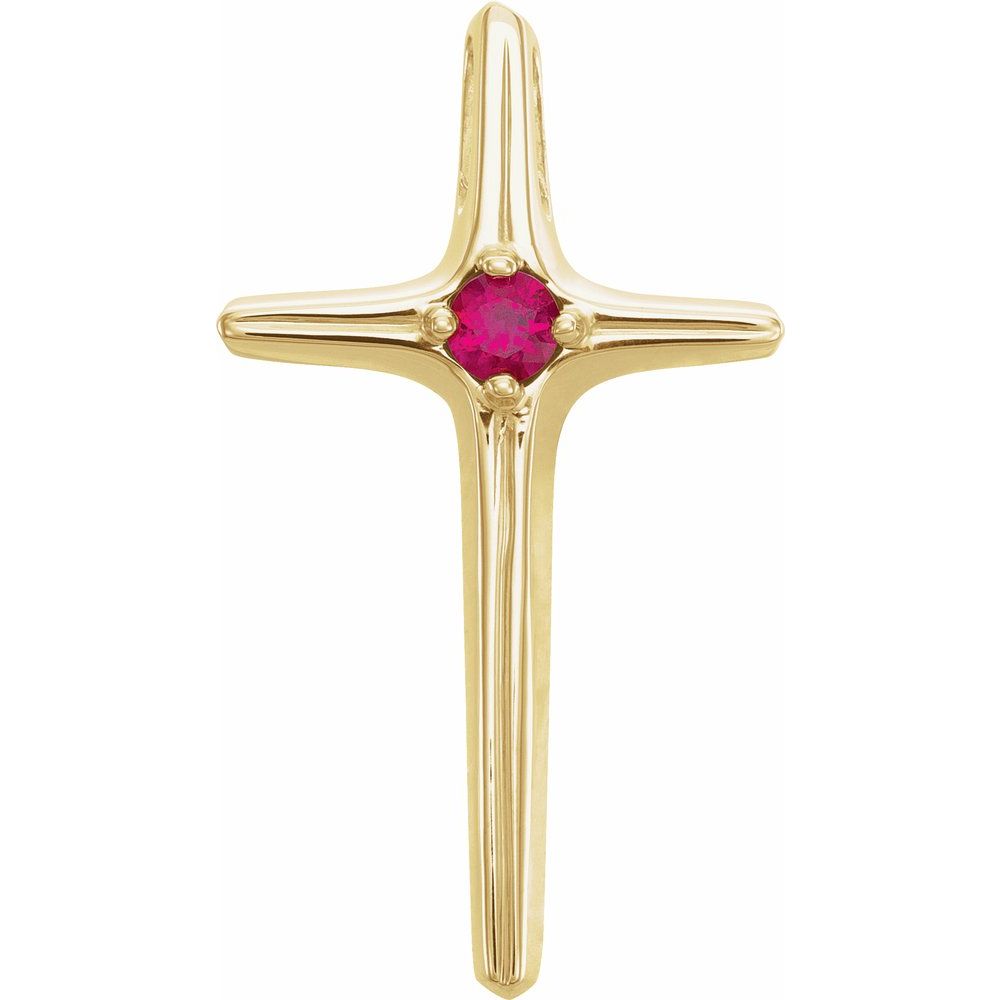 Ruby cross pendant 14k yellow gold Clearance