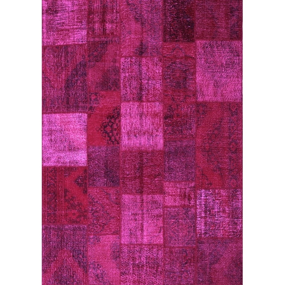 Ahgly Company Indoor Rectangle Patchwork Pink Transitional Area Rugs, 6' x 9'