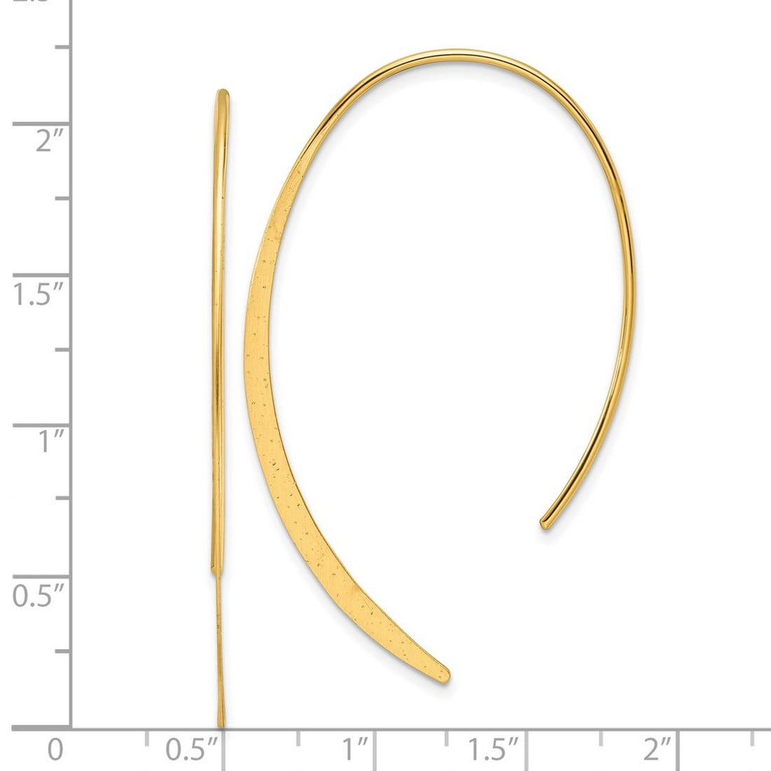 925 Sterling Silver .50 Micron 18k Gold Plated Brushed and Lasered Threader Earrings 54.2x0.5mm Wide Stud Earring for Wo