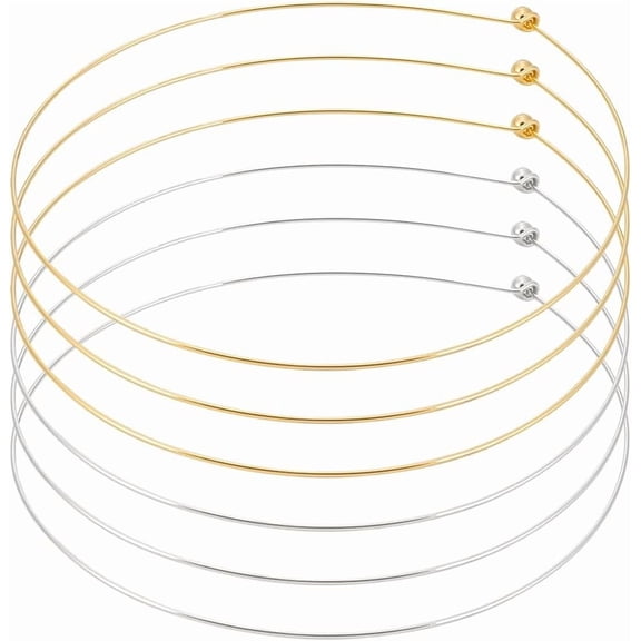 6Pcs 2 Colors Wire Wrap Collar Necklaces DIY for Women 5.51 inch/14cm Choker Necklaces Metal Gold Open Choker Necklace Metal Plain Chocker Collar Necklace DIY for DIY Necklace Jewelry Making