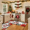 thumbnail image 3 of Christmas Kitchen Mats Set of 2, 17x30 + 17x47 Inch Xmas Kitchen Rugs, Poinsettia & Merry Christmas Design, Non - Slip Floor Mats for Kitchen, Dining Area Christmas Decor, 3 of 6