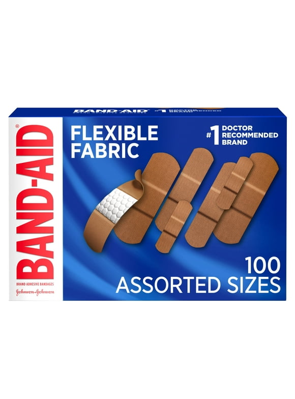 Band-Aid Brand Flexible Fabric Adhesive Bandages, Assorted, 100 ct