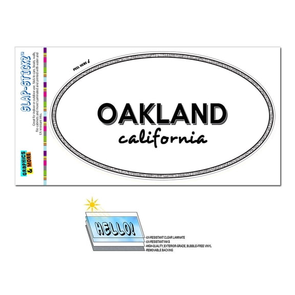 Oakland, CA - California - Black and White - City State - Oval Laminated Sticker
