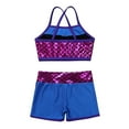 thumbnail image 4 of DPOIS Kids Girls 2 Piece Mermaid Scales Ballet Dance Sports Bra Crop Top with Shorts Blue 6, 4 of 7