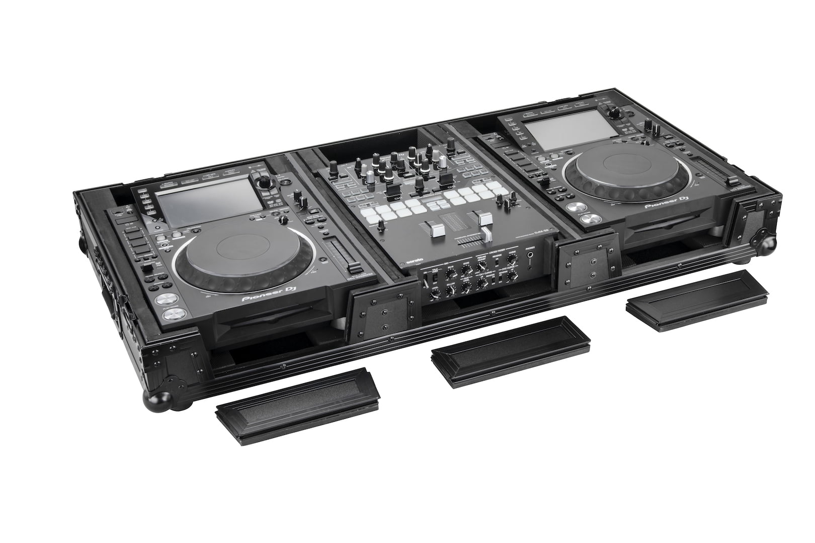 Odyssey FZ10CDJWXDBL Extra Deep 10 Format DJ Mixer and Two Large Format Media Players Coffin Flight Case - Black