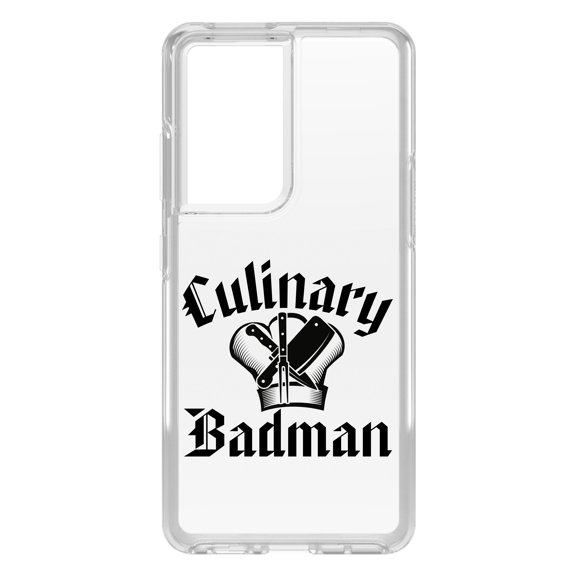 DistinctInk Clear Shockproof Hybrid Case for Galaxy S21 ULTRA 5G (6.8" Screen) - TPU Bumper Acrylic Back Tempered Glass Screen Protector - Culinary Badman