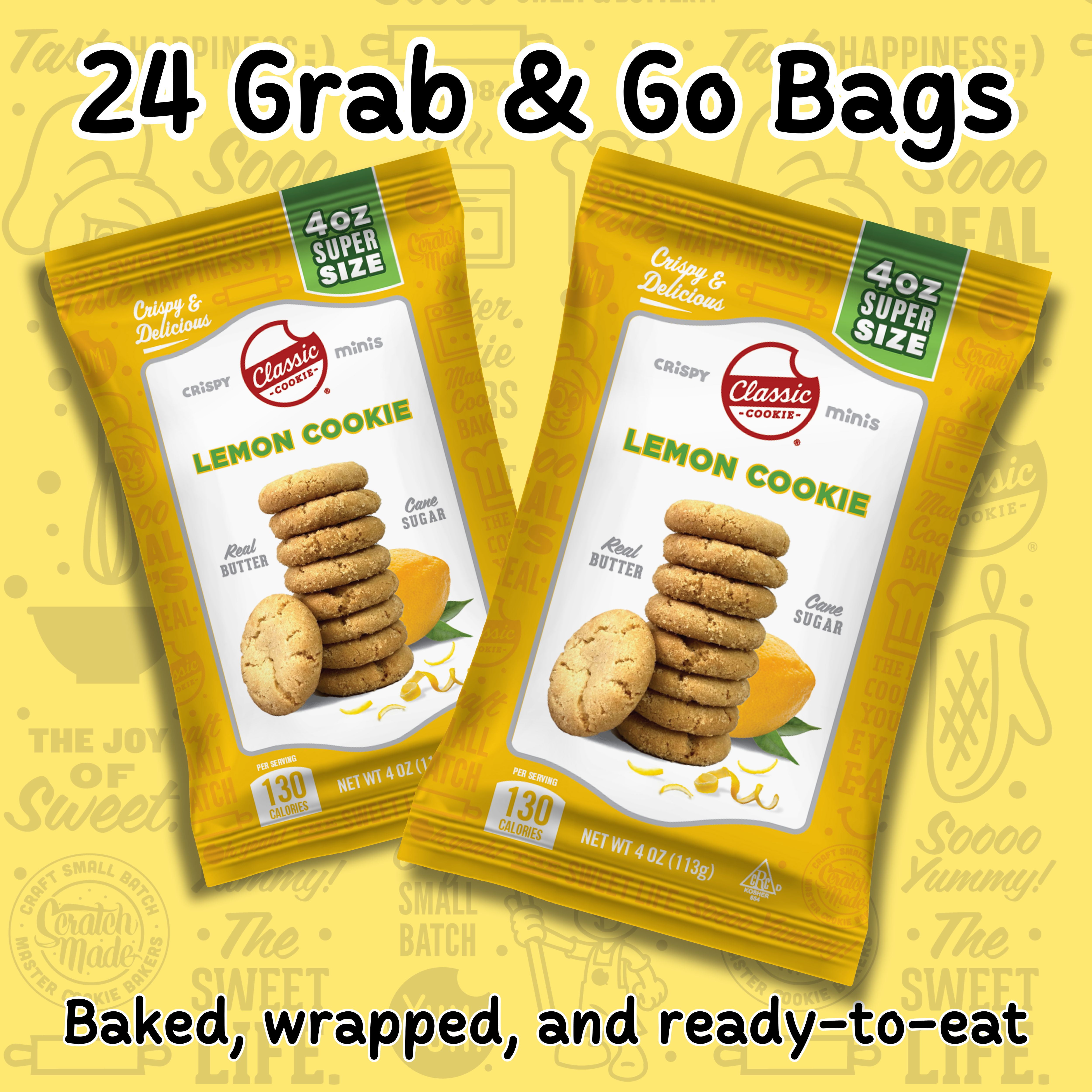 Classic Cookie Lemon Crispy Mini Cookies, 24 Count, 4oz Bags