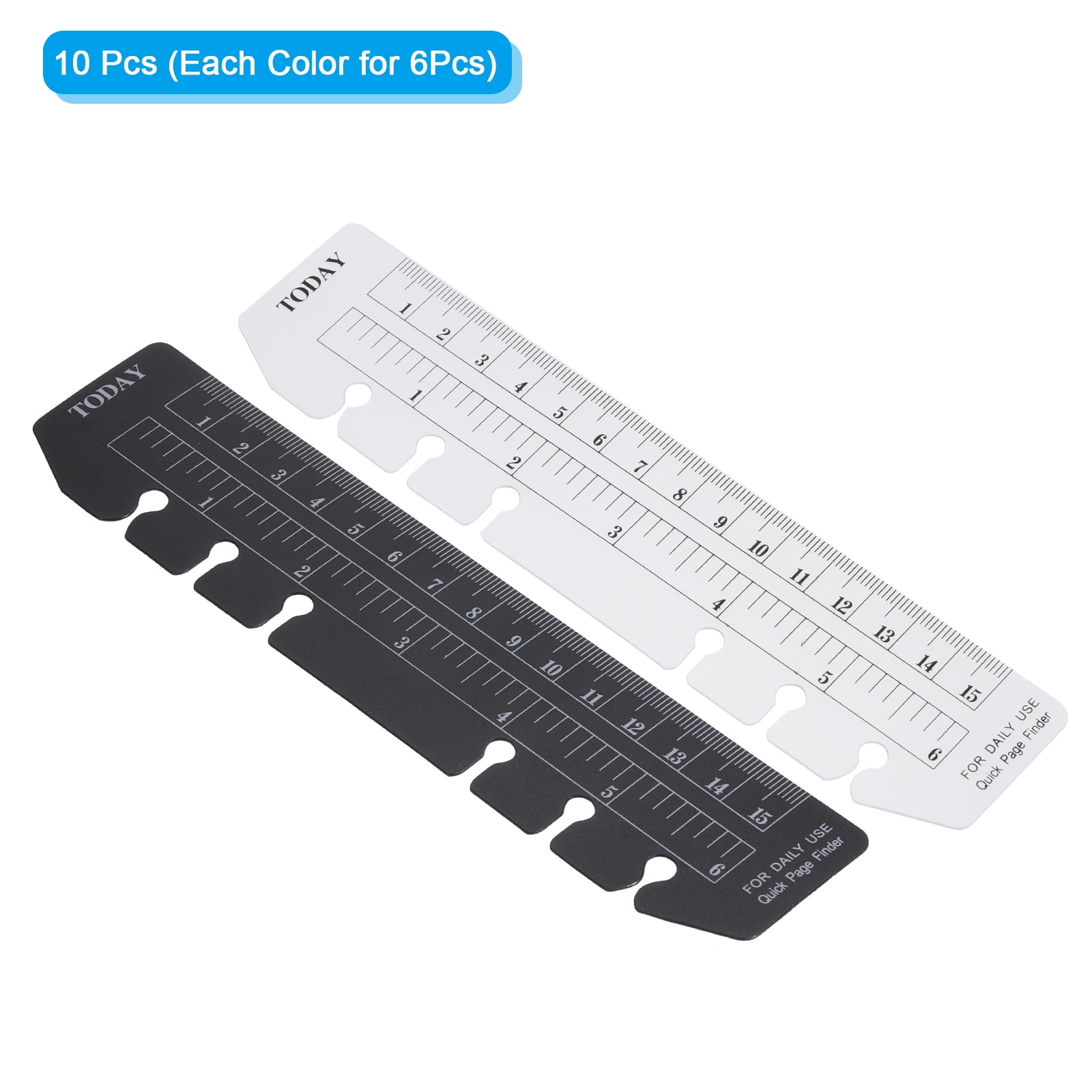 10 Pack 7 Clear/Black Plastic Ruler for A6 6 Hole Planning Binder, Snap-in  Bookmark Ruler Page Marker Divider Measuring Today Ruler Binder Notebook