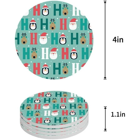 

FMSHPON Merry Christmas Deer Set of 8 Round Coaster for Drinks Absorbent Ceramic Stone Coasters Cup Mat with Cork Base for Home Kitchen Room Coffee Table Bar Decor