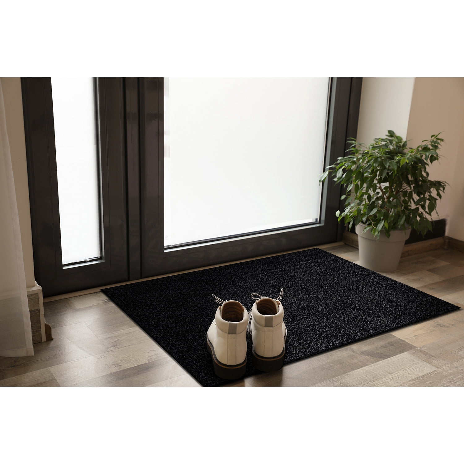CAMILSON Easy Jute Rug Indoor Outdoor Farmhouse Area Rugs Dark Gray 2x3
