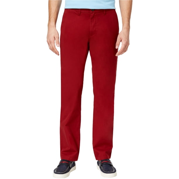 Pantalones Chino Casual de Algodón Tommy Hilfiger Hombre Rojo 32W x 34L
