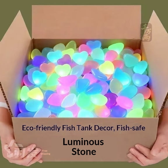 100 Pcs Glow in the Dark Garden Pebbles, Decorative Resin Stones for Walkway Patio Lawn Aquarium