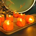 thumbnail image 5 of Paquete de 12 luces de té LED naranjas para la decoración del hogar del banquete de boda con efecto realista parpadeante, 5 of 5