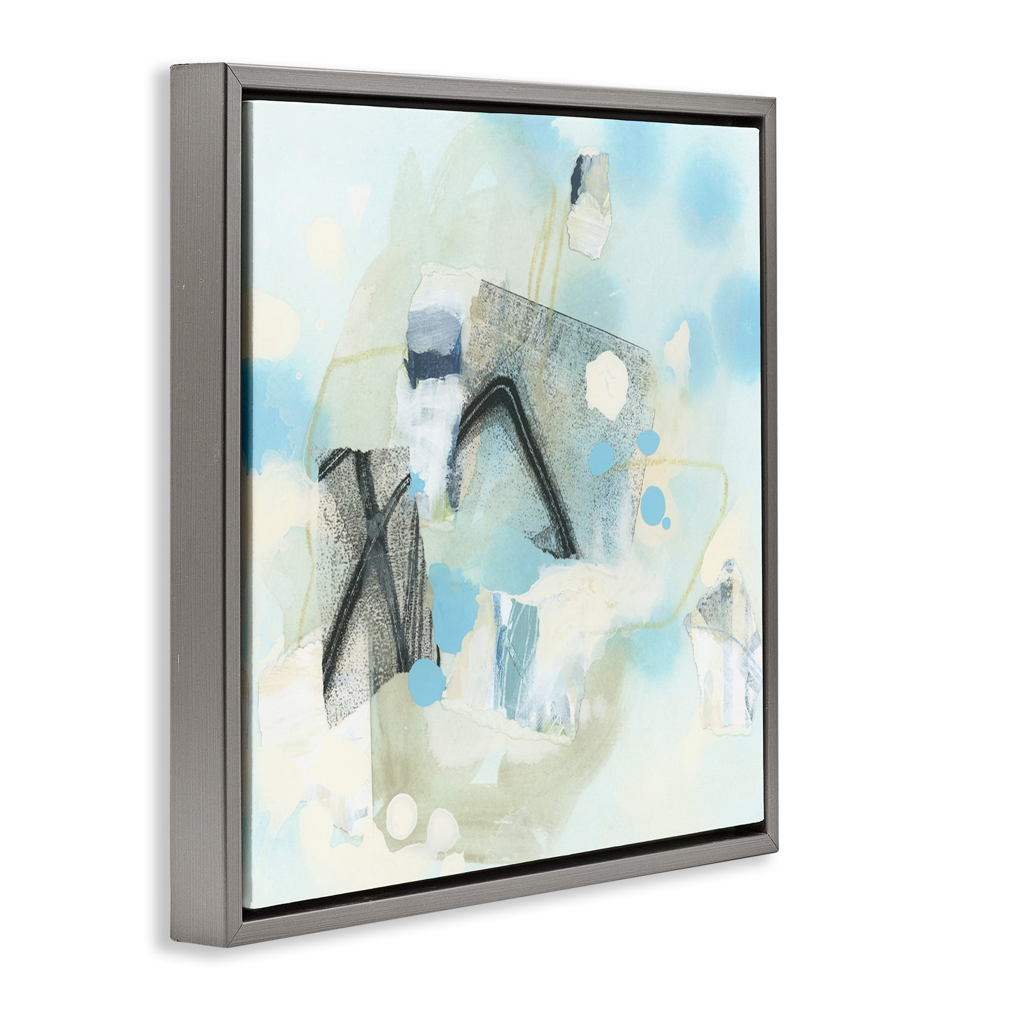 Stupell Industries Expressive Blue Abstraction Abstract Painting Gray Floater Framed Canvas Art Print Wall Art, 25 x 25
