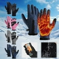 thumbnail image 2 of AuroraX Warm Winter Gloves Men Women Waterproof Windproof Leather Blue Touchscreen Gloves with Soft Insulated Lining Thick Gloves with Wrist for Driving Outdoor Working Typing, 2 of 5