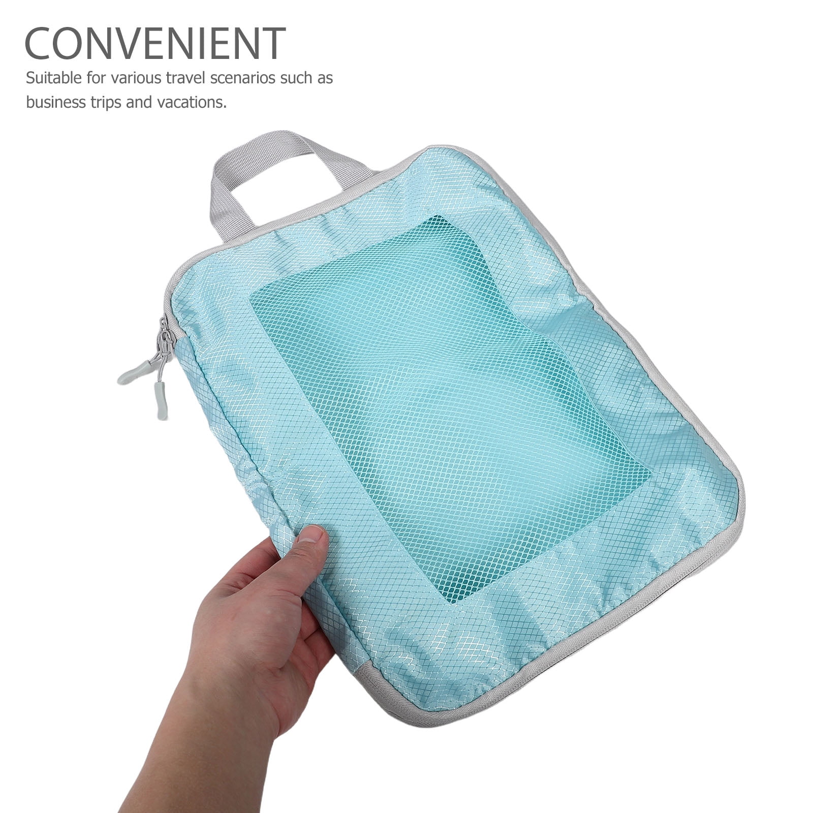 LABSERRON 5Pcs Space Saving Compression Packing Cubes Light Green Travel Luggage Organizer Bags