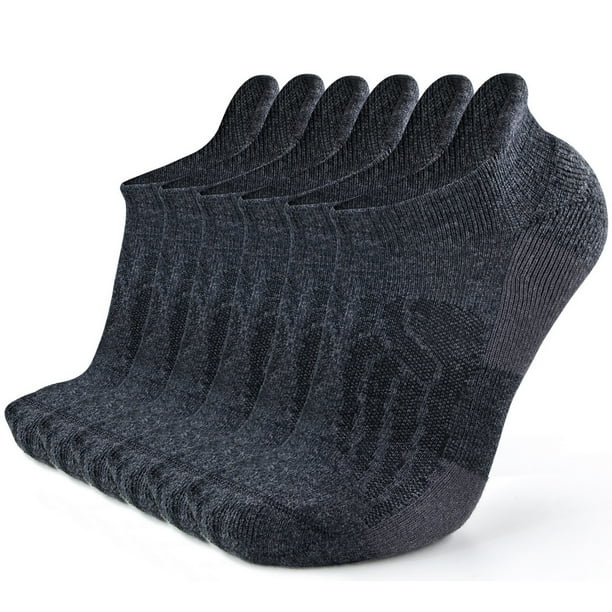 Busy Socks Men's Women's Wool Ankle No Show Tab Socks, Dark Grey, Large