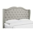 thumbnail image 4 of Home Design Aden King Upholstered Panel Bed Frame with Wingback Headboard, Button Tufted, Warm Gray, Easy Assembly, for Adult Bedroom, 4 of 7