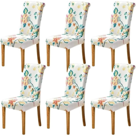 Chair Covers for Dining Room Printed Dining Chair Covers (Dream Flower, 6 PCS)