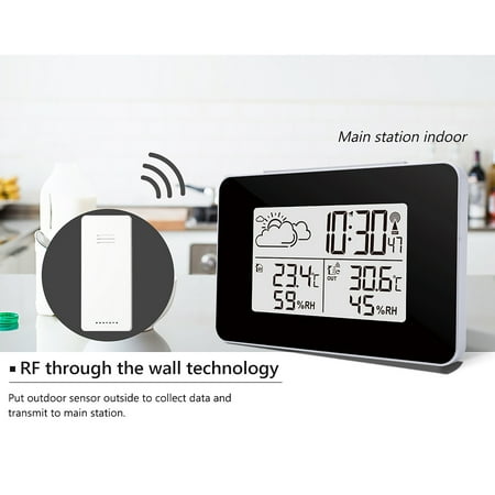 

Weather Station Wireless Indoor Outdoor Thermometer Display Forecast with Thermometer with Color Backlight Digital Alarm Clock Weather Station for Home Office