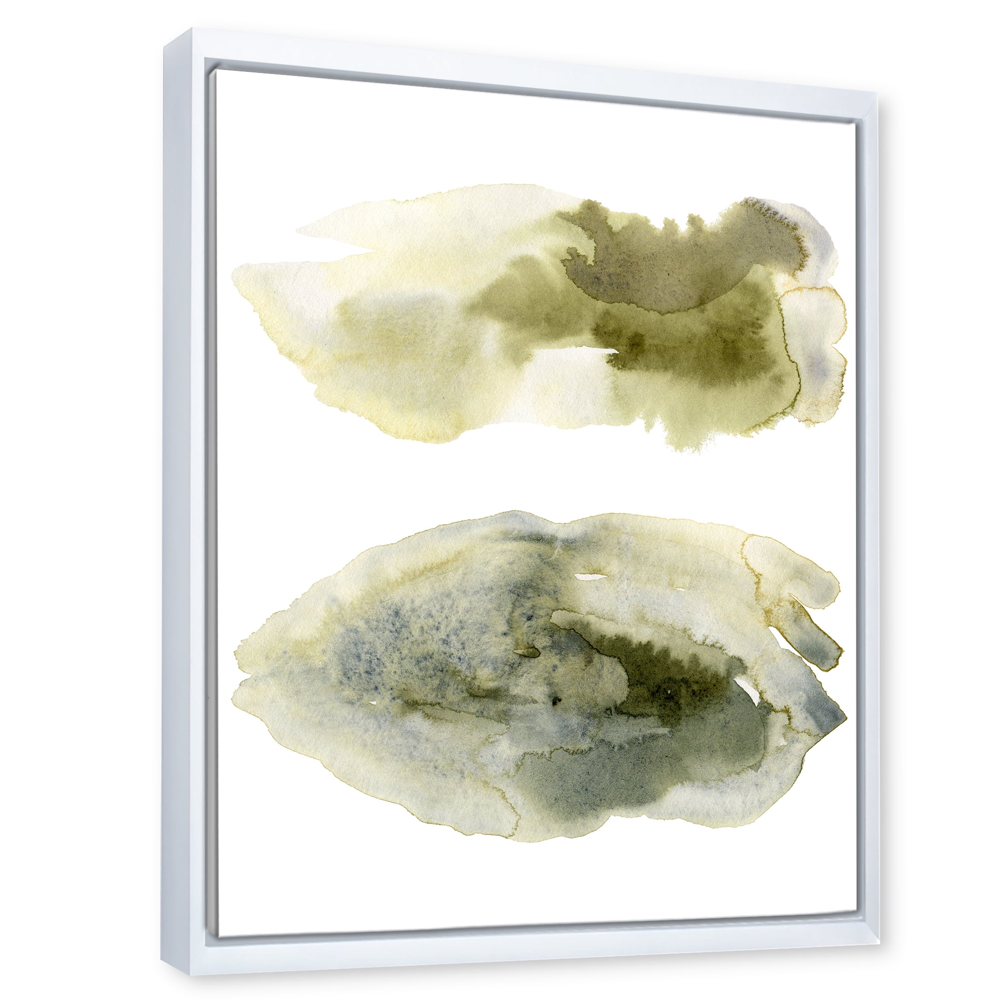Abstract Clouds In Dark Green I 30 in x 40 in Framed Painting Canvas Art Print, by Designart