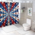 thumbnail image 7 of Chilfamy Independence Day Shower Curtain Striped Shower Curtain 4th of July Memorial Day Bathroom Decoration Veterans Day Curtain for Bathroom with Hooks White, 7 of 7