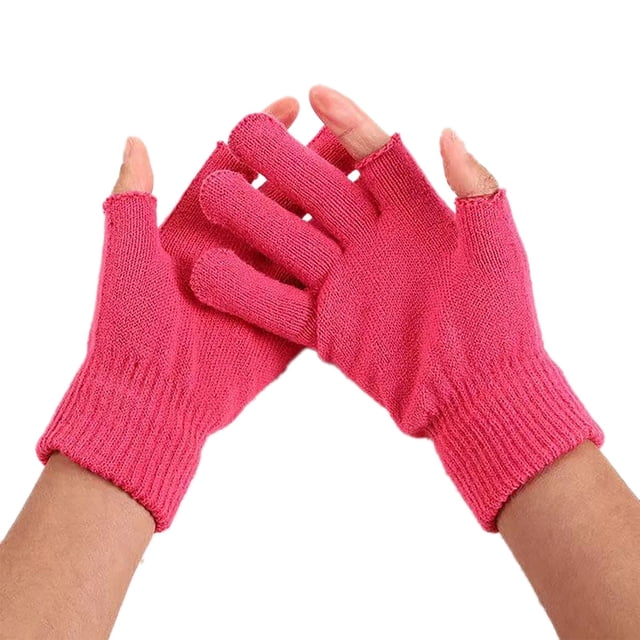 TIEVOSA Warm Knit Acrylic Gloves Fall Winter UniSub Finger Outdoor Creative Screen Gloves Batch(Hot Pink)