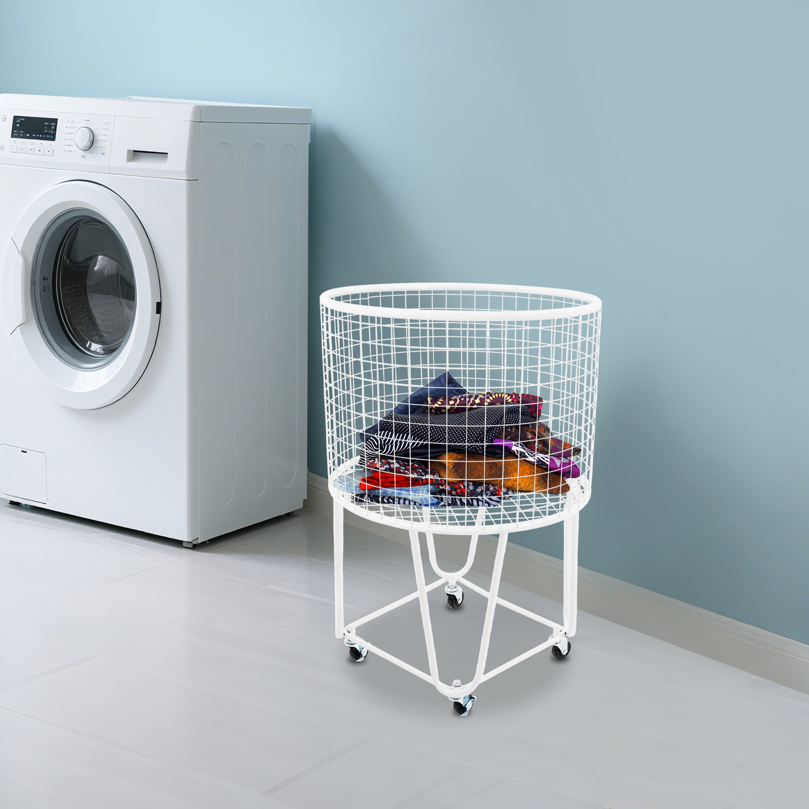 High Flexibility Laundry Basket Storage Cart Laundry Hamper with Wheels Simple Installation Rolling Laundry Hamper for Storing Dirty Clothes