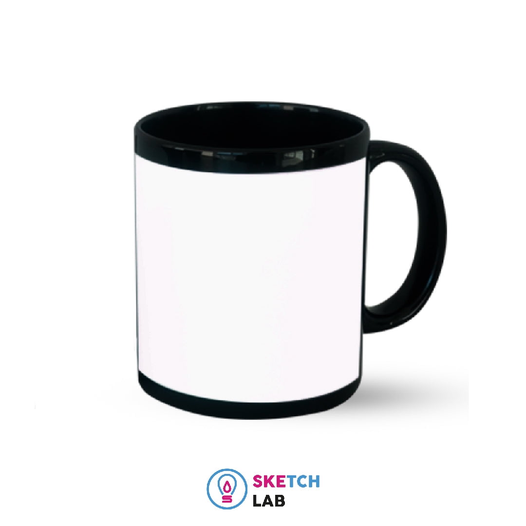 SketchLab Black mug for sublimation w/white window 11 oz By Box of 12