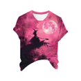 thumbnail image 4 of Sixuan Halloween Shirts for Women, Tshirts Womens Fall Fashion 2024 Plus Size Tops, Women'S Retro Witch Printed Casual Crew Neck T Shirt, 4 of 4