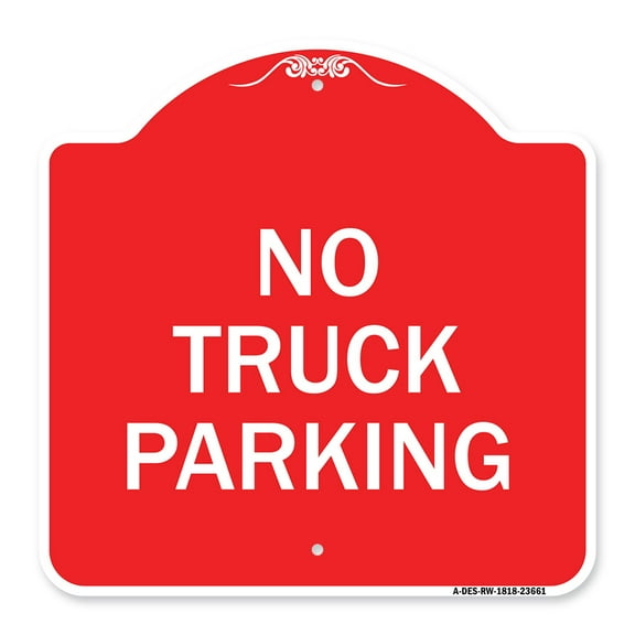 SignMission A-DES-RW-1818-23661 18 x 18 in. Designer Series Sign - No Parking Sign No Truck Parking, Red & White