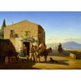 thumbnail image 2 of Jørgen Sonne 14x11 Gold Ornate Wood Frame and Double Matted Museum Art Print Titled - Roman Country People Outside the Osteria at Ponte Mammolo (1835), 2 of 4