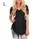 thumbnail image 3 of Qarigey Camiseta de mujer con cuello en V Blusa casual Color sólido con cuello en V Top de manga corta Prendas para la parte del cuerpo Negro L Qarigey AP003157-03, 3 of 4