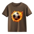 thumbnail image 5 of DJDLJWCJ Boys Soccer Shirt Crewneck Relaxed Fit Soccer Printed Summer Shirts Stretch Soft Outdoor Athletic Sports Shirts Brown Size 9-10 Years, 5 of 8