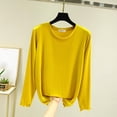 thumbnail image 2 of Womens Long Sleeve Undershirts 2026 Spring Lettuce Trim Base Layer Tops Crew Neck Underwear Top Lounge Homewear, 2 of 9