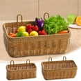 thumbnail image 7 of Storage Basket, Wall Hanging Basket, Imitation Vines Weaving Storage Basket for Bathroom and Living Room Organization, Durable Plastic Wicker Design, Brown Finish, 11 X 5.1 Inch, 7 of 7