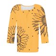 thumbnail image 5 of Drses Womens Summer Tops Women's Casual 3/4 Sleeve Printed Button Square Collar Pleated T-Shirt Top Tops for Women Trendy, 5 of 5