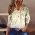 thumbnail image 2 of Womens 3/4 Length Sleeve Tops Casual Henley Summer Shirts Loose Fit Three Quarter Length Sleeve Blouses, 2 of 5