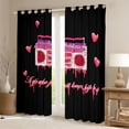 thumbnail image 2 of Homewish Magnetic Tape Curtains Pack of 2 (42x84 Each) for Kids Children Teens,Love Heart Print Curtains Blackout,Black Pink Bedroom Curtains,Luxury Bedroom Decor, 2 of 6