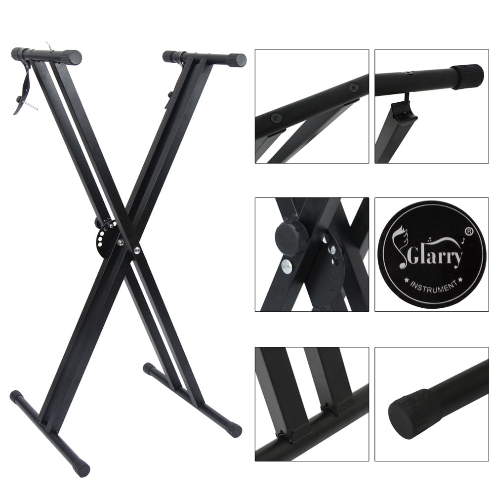 Dual-tube X-Shape Keyboard Stand Black