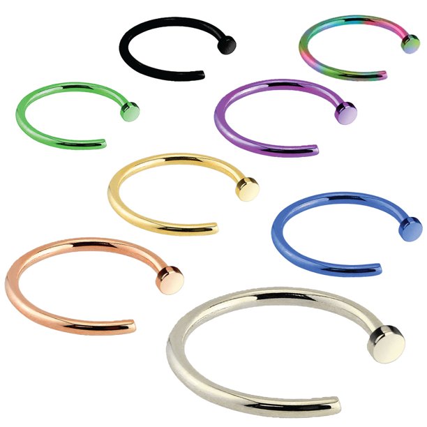 Bodyj4you 18g Stainless Steel Body Jewelry Piercing Nose Ring Hoop 8pcs Walmart Com Walmart Com