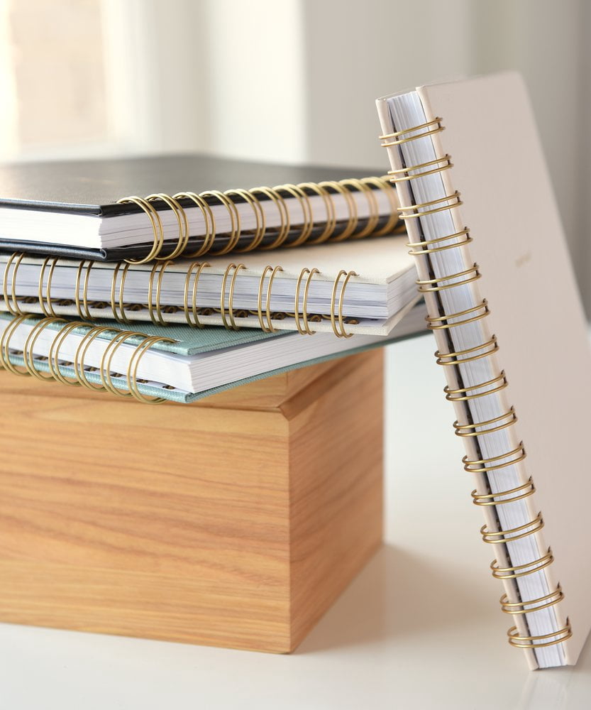 Russell and Hazel Spiral Lined Vegan Leather Notebook - Bone,1 count