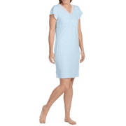 Miss Elaine Womens Printed Lace-Trim Nigh Sky Blue, white , Floral Medium