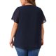 thumbnail image 3 of Blusa de Chiffon de Talla Grande para Mujer Agnes Orinda, Camisa de Doble Capa, Cuello Redondo, Mangas Cortas con Volantes, Tops Casual para Trabajo 2X Azul Marino, 3 of 6