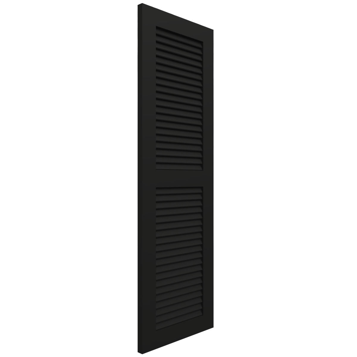 Ekena Millwork 15"W x 52"H True Fit PVC Two Equal Louver Shutters, Black (Per Pair - Hardware Not Included)