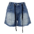 thumbnail image 5 of Womens Summer Loose Casual Shorts Drawstring High Waisted Denim Shorts Multi Pocket, 5 of 5