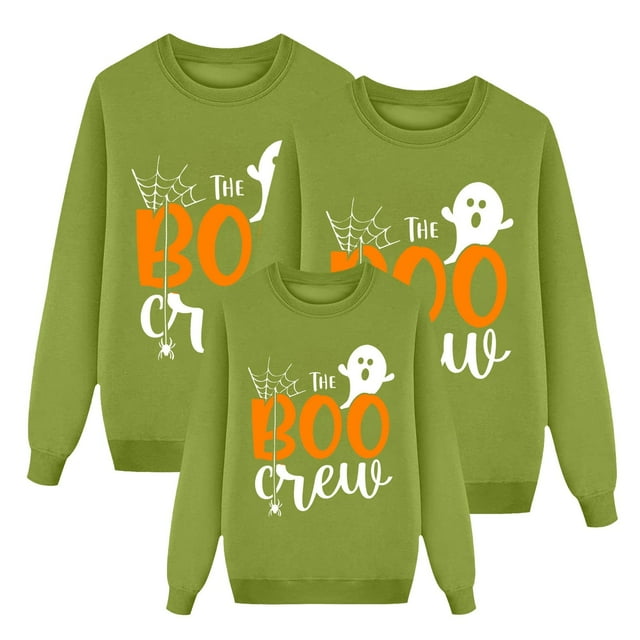 Fgnfyis Mom Funny Halloween Prints Sweatshirts for Family Long Sleeve Xmas Cute Pullover Family Halloween Pajamas Matching Outfit for Women Green_006 M