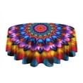 thumbnail image 5 of Colorful Tie Dye Peacock Mandala Pattern Round Tablecloth 60"x60",Wrinkle Wipeable Table Cloth for Kitchen Dining Room Picnic Patio Party, 5 of 6