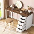 thumbnail image 2 of Tribesigns 47-Inch Vanity Desk with 5 Drawers, Rustic Brown Makeup Dressing Table with Storage, Modern Computer Desk for Women and Girls, MDF Tabletop, 2 of 5