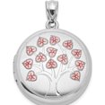 thumbnail image 1 of Sterling Silver Rhodium-Plated Satin/Polished Pink Enamel Tree Round Locket (28.25 X 20.45) Made In Hong Kong qls1021, 1 of 5